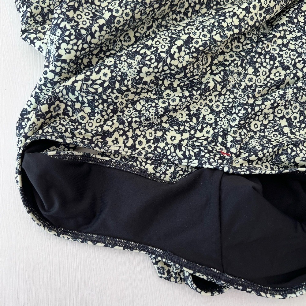 Everlane ReNew One Piece Swimsuit Navy Cream Floral Square Neck Large - Picture 6 of 7